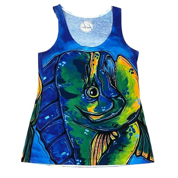 Jessica Ann Art Mahi Mahi Dolphin Fish Top S Art2Wear Ocean Coastal Lady Angler - Picture 4 of 15